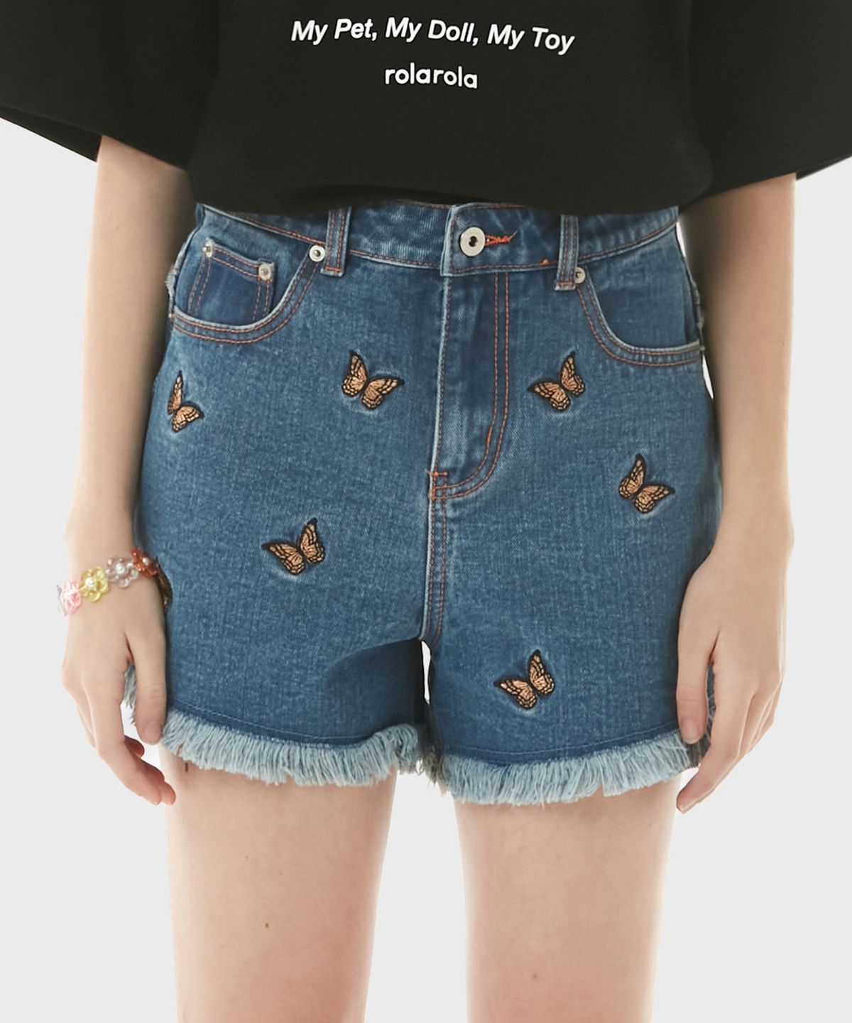 로라로라(ROLAROLA) (PT-20341) BUTTERFLY DENIM SHORTS BLUE