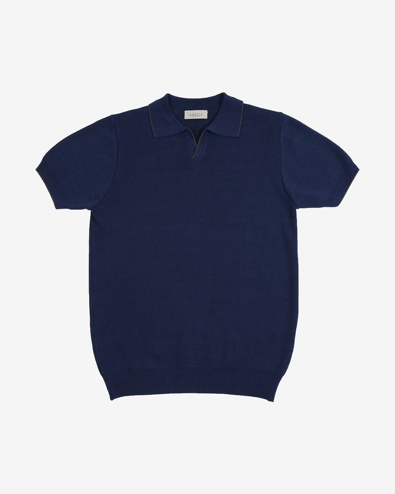 Combination collar knit (Navy)
