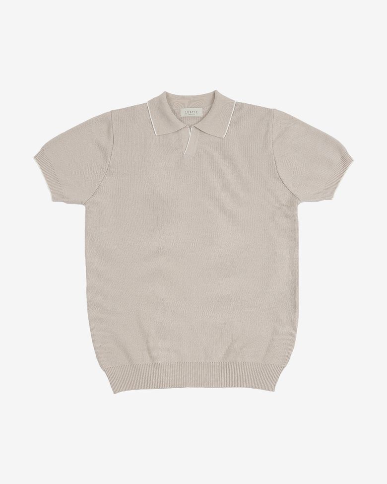 Combination collar knit (Beige)