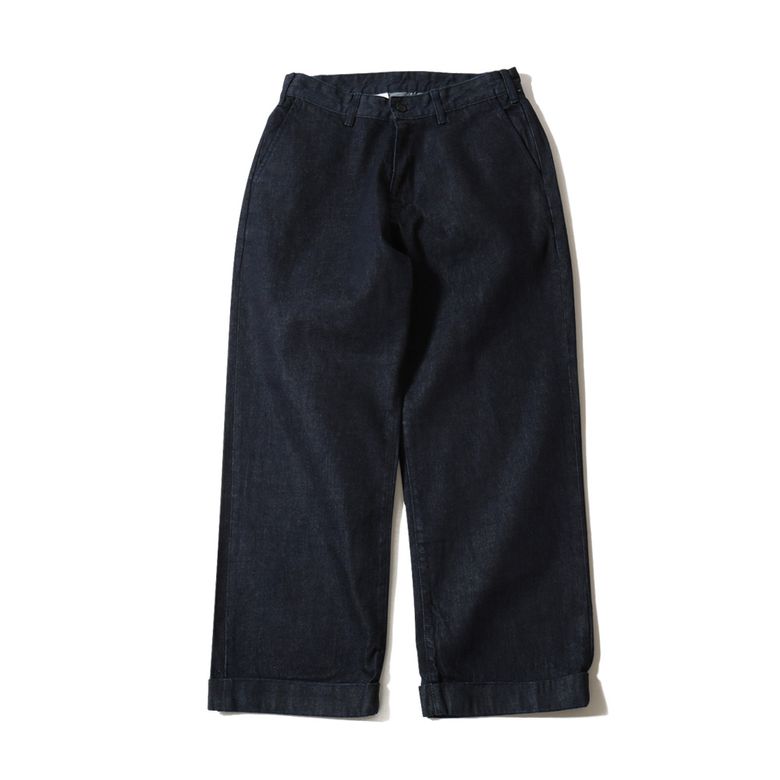 Heights Wide Loose Turnup Denim Pants Dark Navy