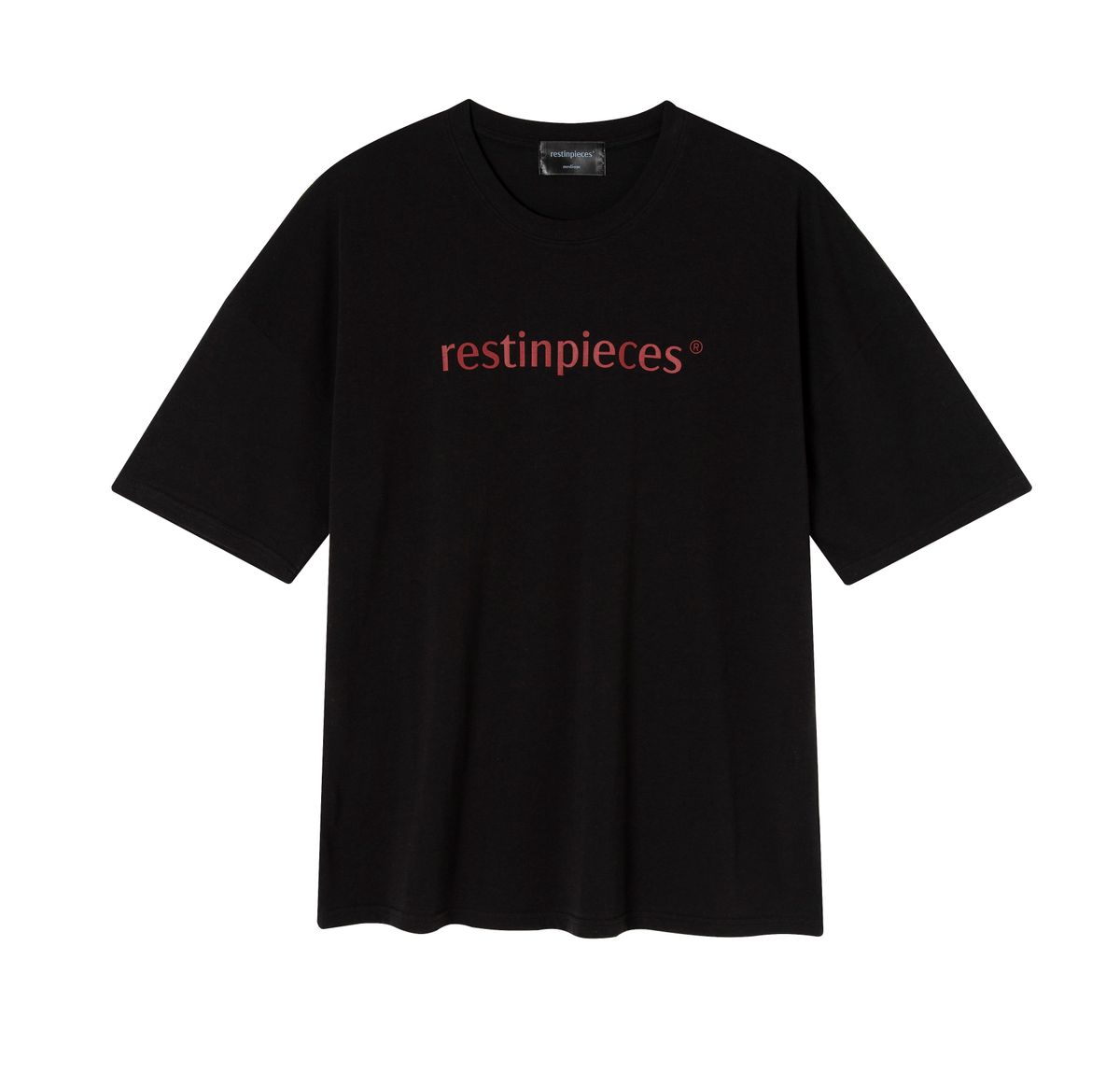 레스트인피시스(RESTINPIECES) SILKET LOGO TEE (BLACK_BURGUNDY)