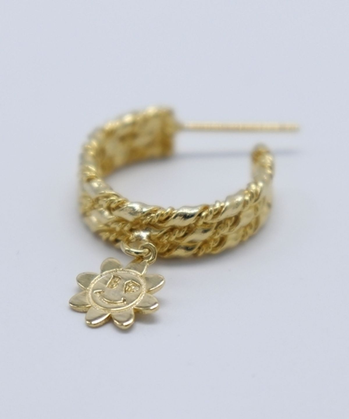 봉보(BONBEAU) Flower smile hoop Earrings 꽃 스마일 꼬임 귀걸이