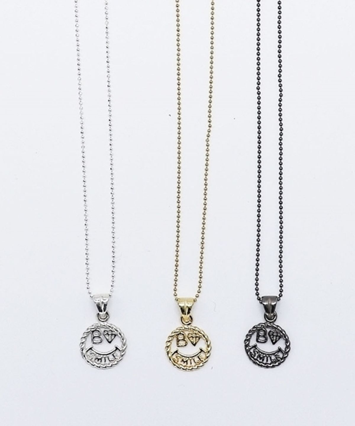 봉보(BONBEAU) Coin smile Necklace 실버 스마일 코인 체인 목걸이