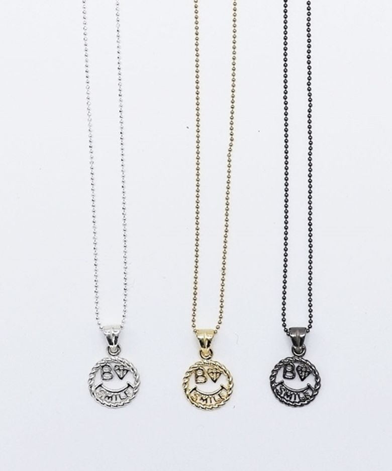 Coin smile Necklace 실버 스마일 코인 체인 목걸이