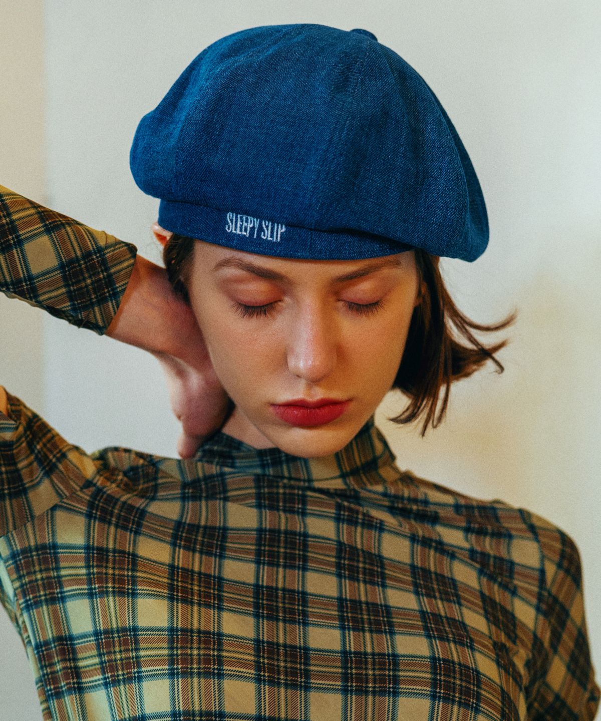 슬리피슬립(SLEEPYSLIP) [unisex]SIGNATURE DENIM NEWSBOY CAP