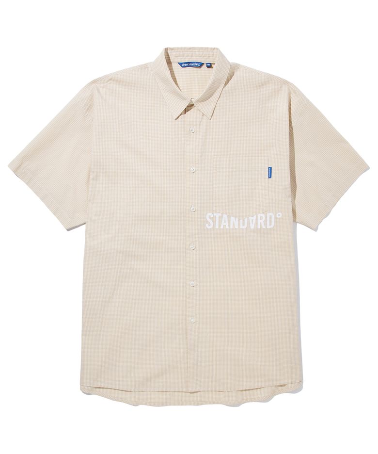 S-LOGO OVERSIZE CHECK SHIRTS IVORY