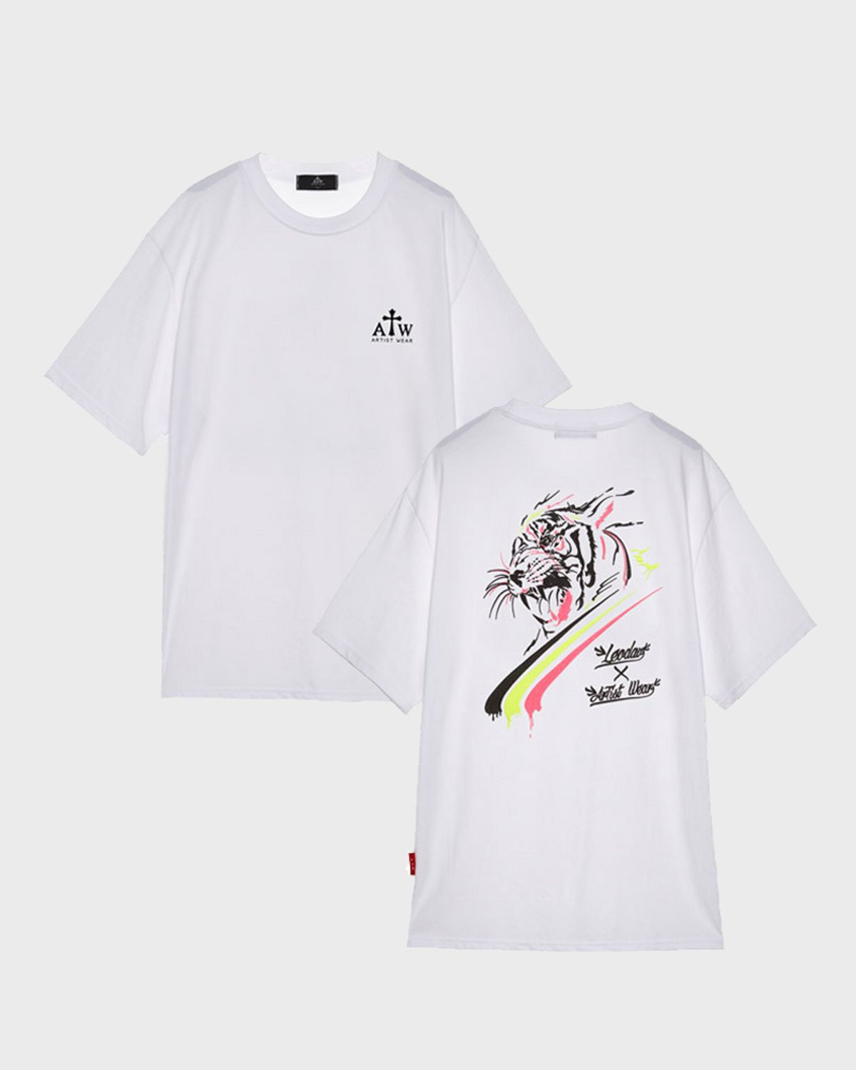 아티스트웨어(ARTISTWEAR) [ATW X 레오다브] 타이거 자수 오버핏 반팔티_WH