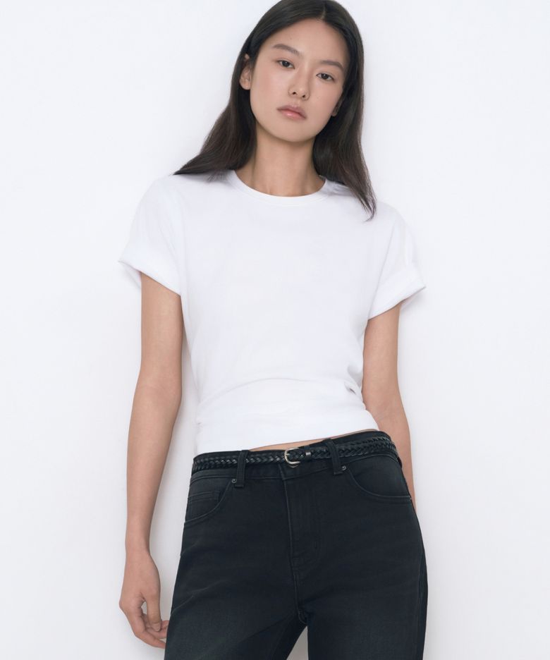우먼즈 베이식 크루 넥 티셔츠 [화이트]