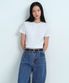 우먼즈 크루 넥 크롭 티셔츠 [화이트]