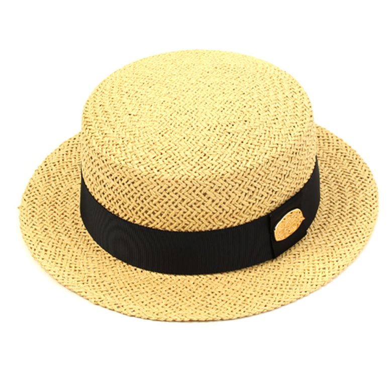 Beige Flat Short Panama Hat 파나마햇