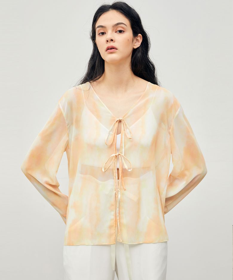 Watercolor See-through Blouse Yellow