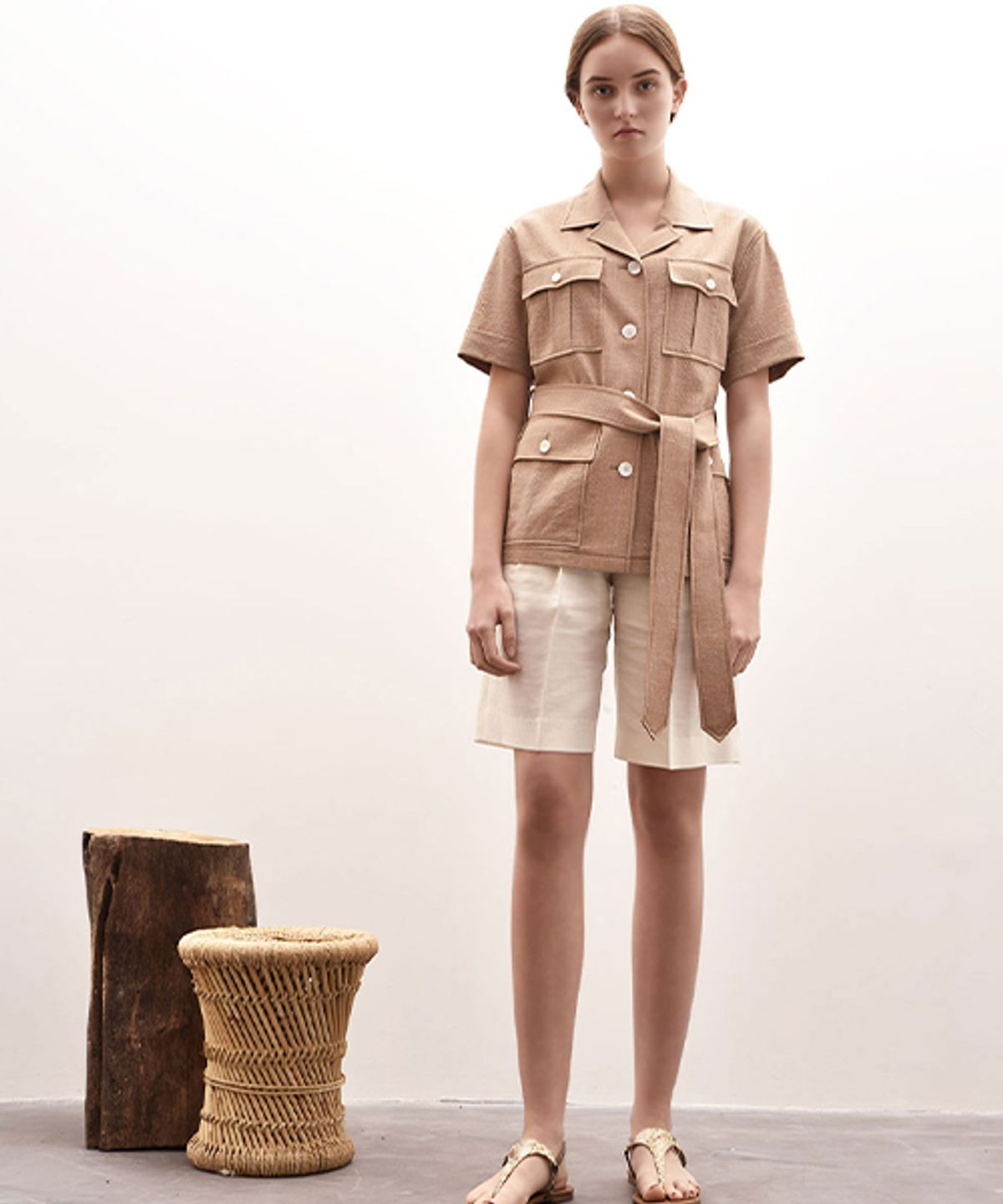 아바몰리(AVA MOLLI) ADU-JKF105-10 AQUA LINEN SHIRTS JACKET (Brown)