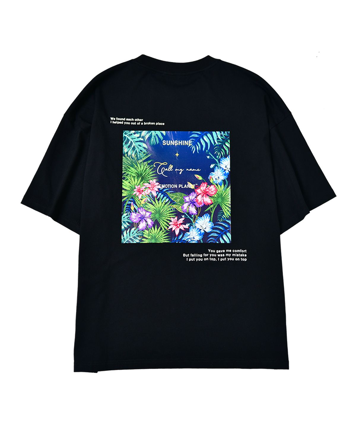 이모션플래닛(EMOTION PLANET) 플라워 2 포토프린트 티셔츠(BLACK)