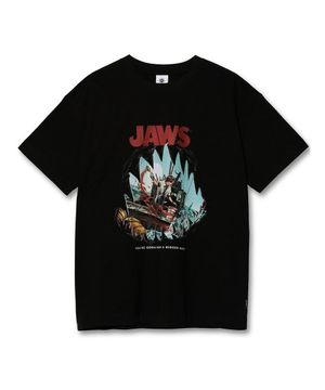 유니섹스 죠스 오버핏 프린팅 반팔 티셔츠_블랙