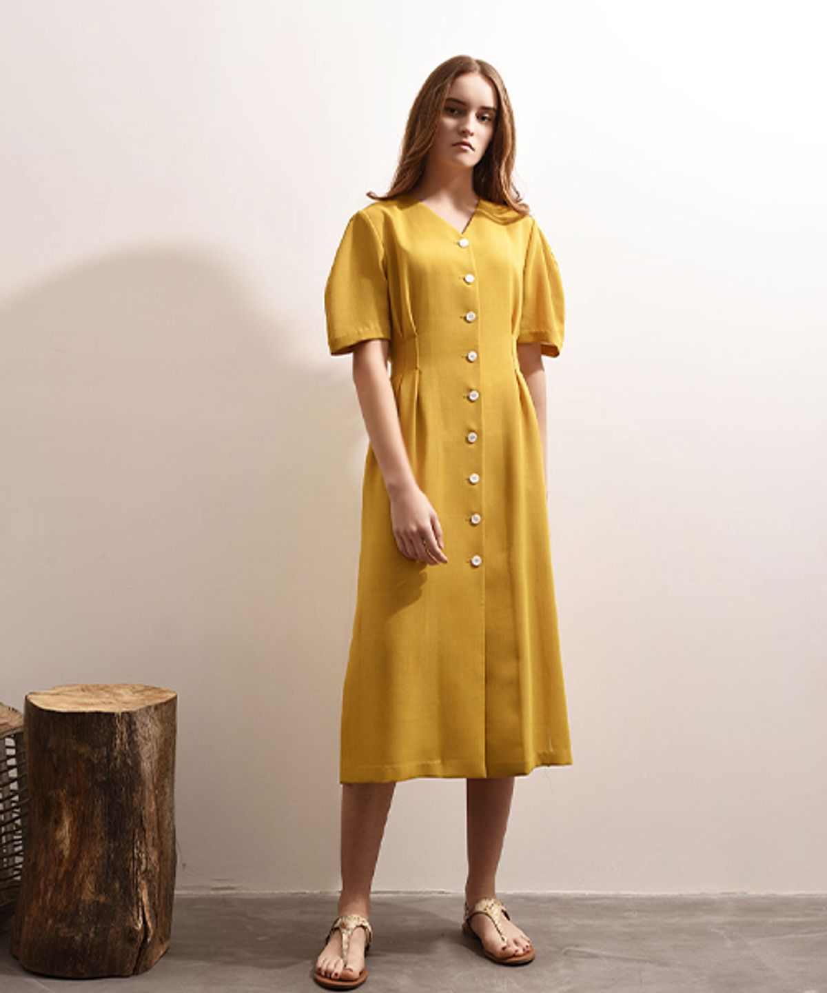 아바몰리(AVA MOLLI) ADU-OPE501-10 CAMILLA SINGLE BUTTON  ONE-PIECE (Mustard)