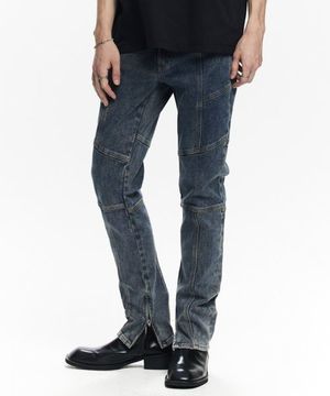 BIKER DENIM TROUSERS BLUE