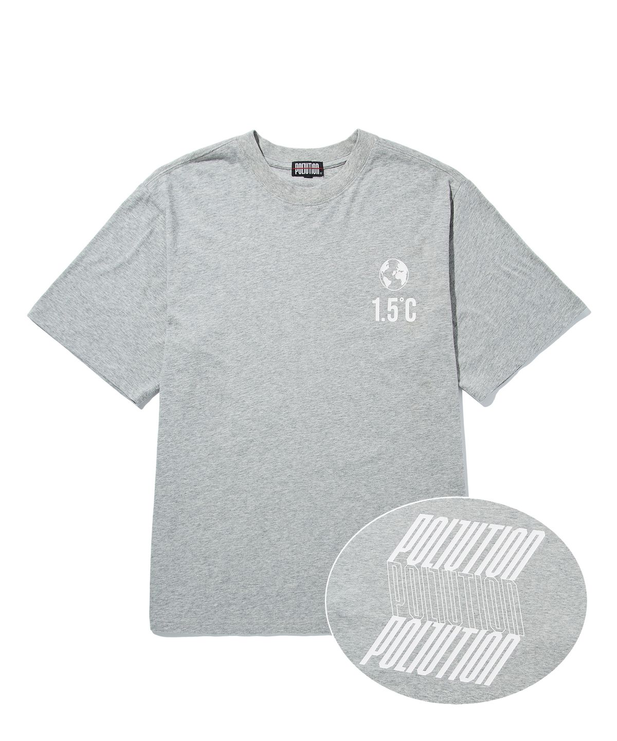 폴루션(POLLUTION) Asymmetric LOGO HALF SLV T