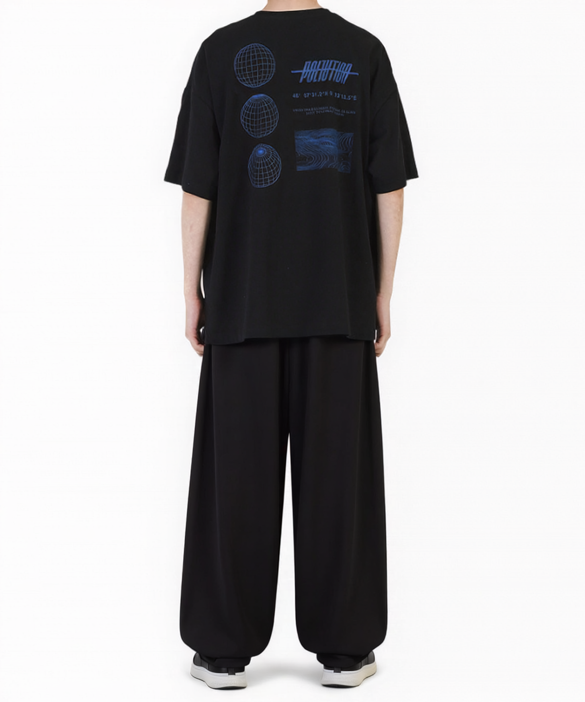 폴루션(POLLUTION) EARTH LOGO OVERSIZE T BLACK
