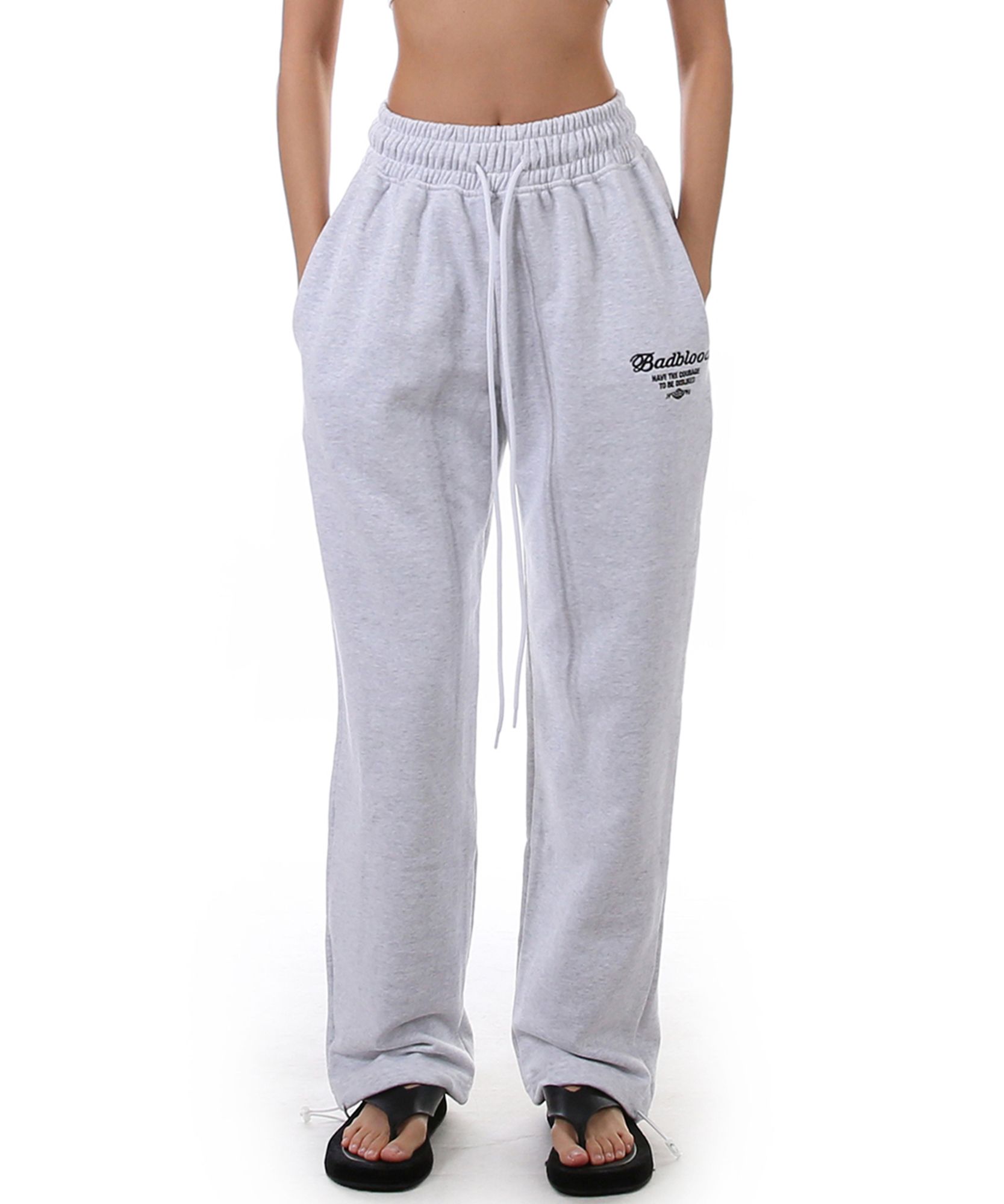 パンツ BADBLOOD Emboss logo jogger trousers brushed ash gray w-pts2 MUSINSA | BADBLOOD Logo 2 way Jogger Trousers - Ash Gray