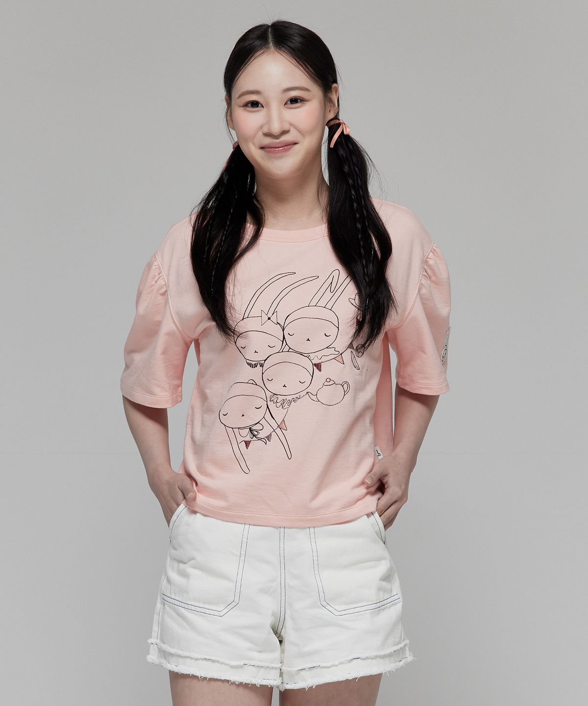 피피라핀(FIFI LAPIN) 여성 컷엔소 밑단 데님 반바지/FS0WDP01F WHITE