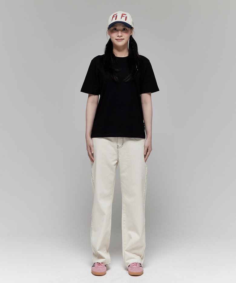 여성 컷엔소 옆선 세미와이드 데님 팬츠/FS0WDP04F BEIGE