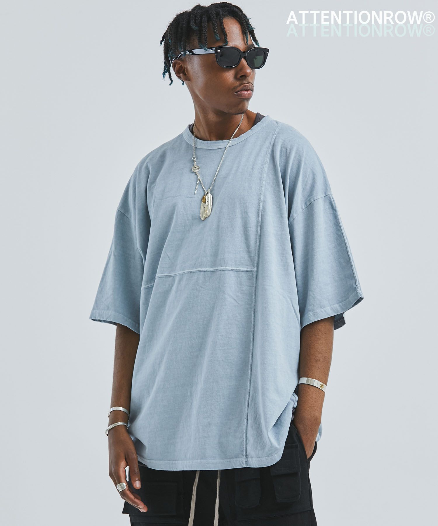 MUSINSA | ATTENTIONROW INCISE PIGMENT OVERSIZED SHORT SLEEVE