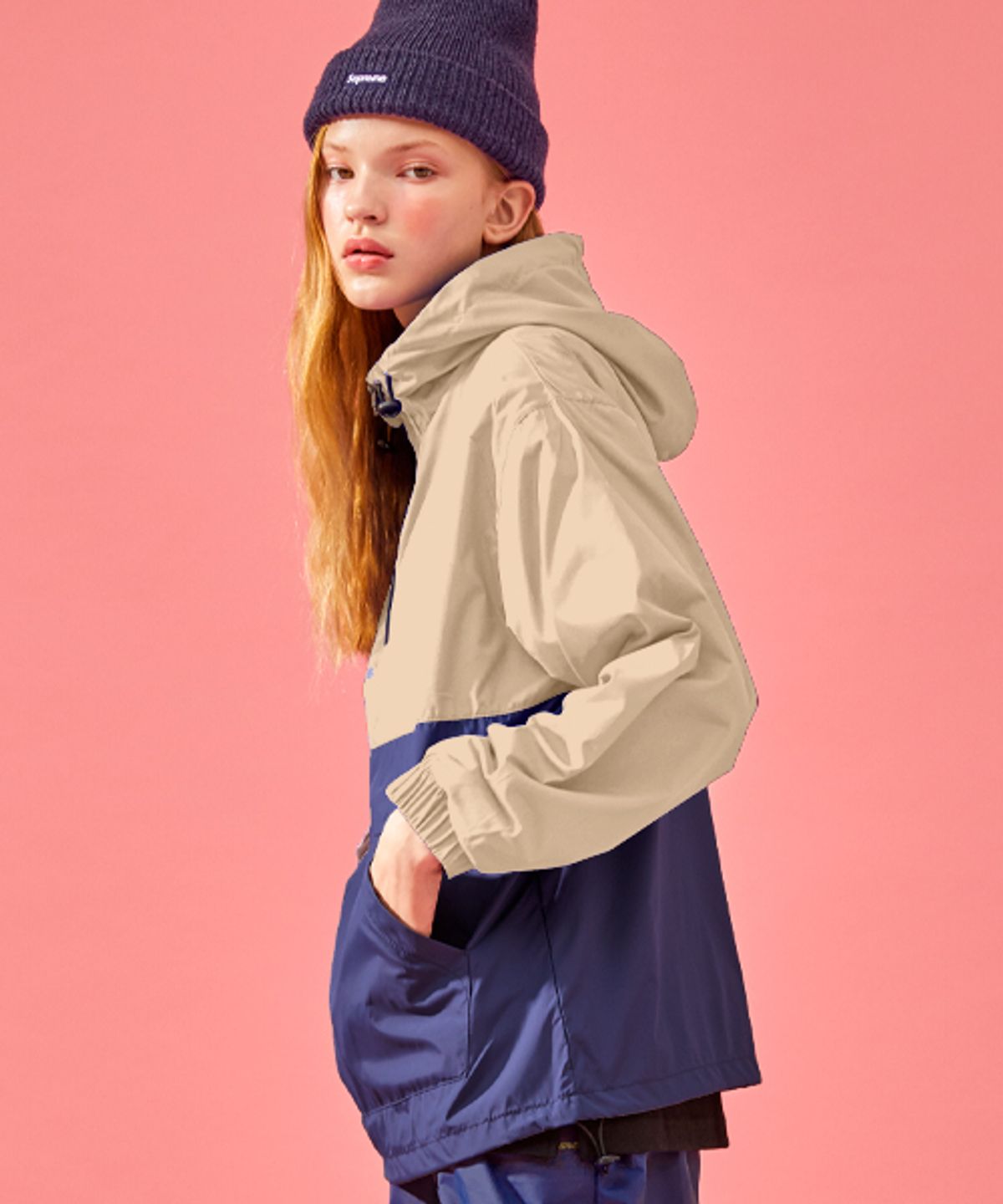 유니어패럴(UNI APPAREL) UA 테크 아노락 후드 베이지