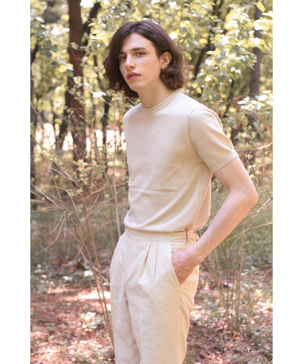 벨리프(BELLIEF) Soft round neck kint (Beige)