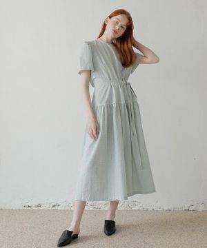 CHECK LONG DRESS /GREEN