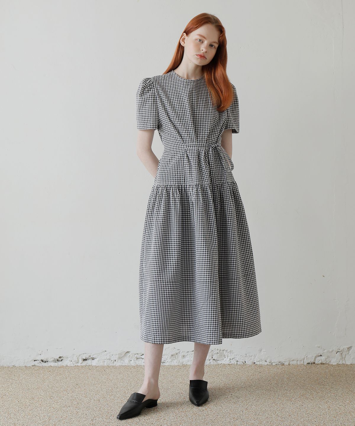 폴앤앨리스(PAUL&ALICE) CHECK LONG DRESS /BLACK