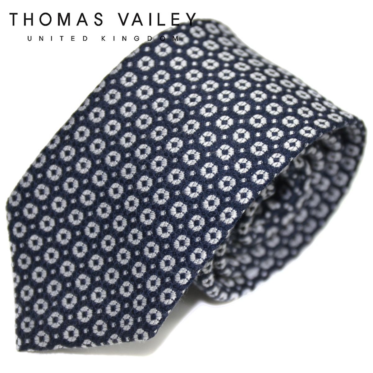 토마스 베일리(THOMAS VAILEY) 실크넥타이-패턴 네이비 7.5cm