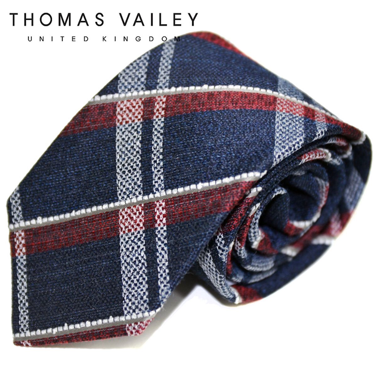 토마스 베일리(THOMAS VAILEY) 실크넥타이-마리아체크 네이비 7.5cm