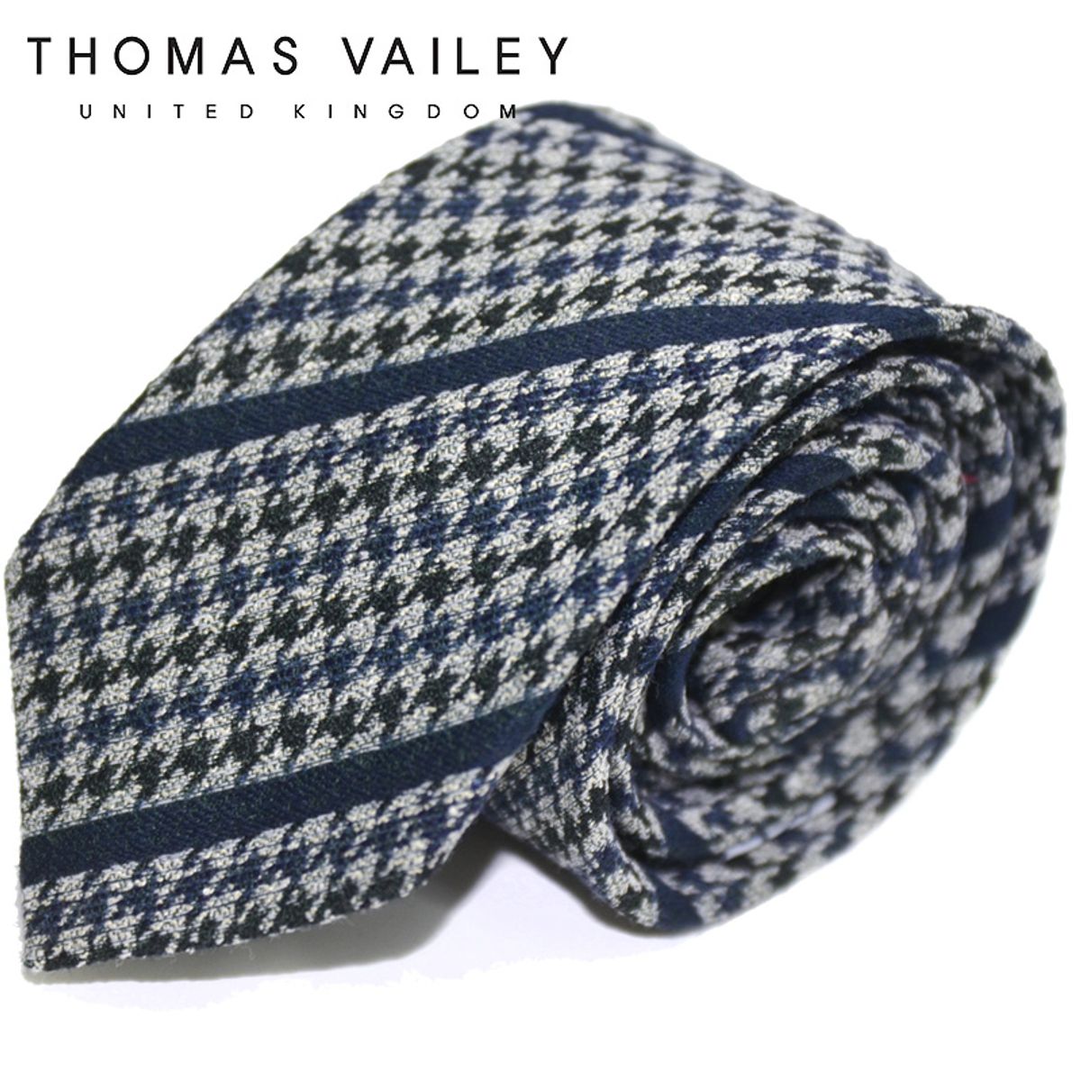 토마스 베일리(THOMAS VAILEY) 실크넥타이-라인하운드 네이비 7.5cm