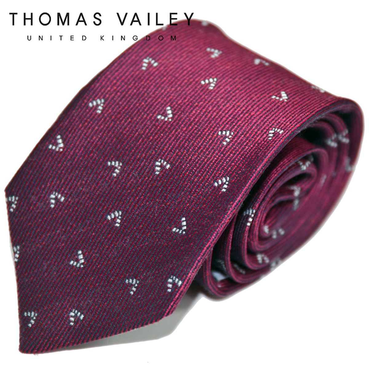 토마스 베일리(THOMAS VAILEY) 실크넥타이-부메랑 와인 7.5cm
