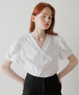 PUFF V NECK TEE / WHITE