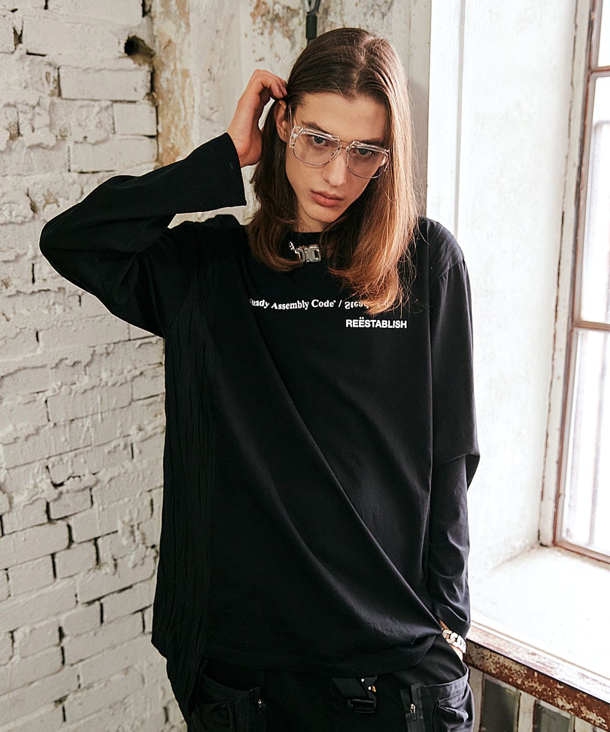 색 스튜디오(SAC STUDIO) PLEATS SIDE LONG SLEEVE BLACK