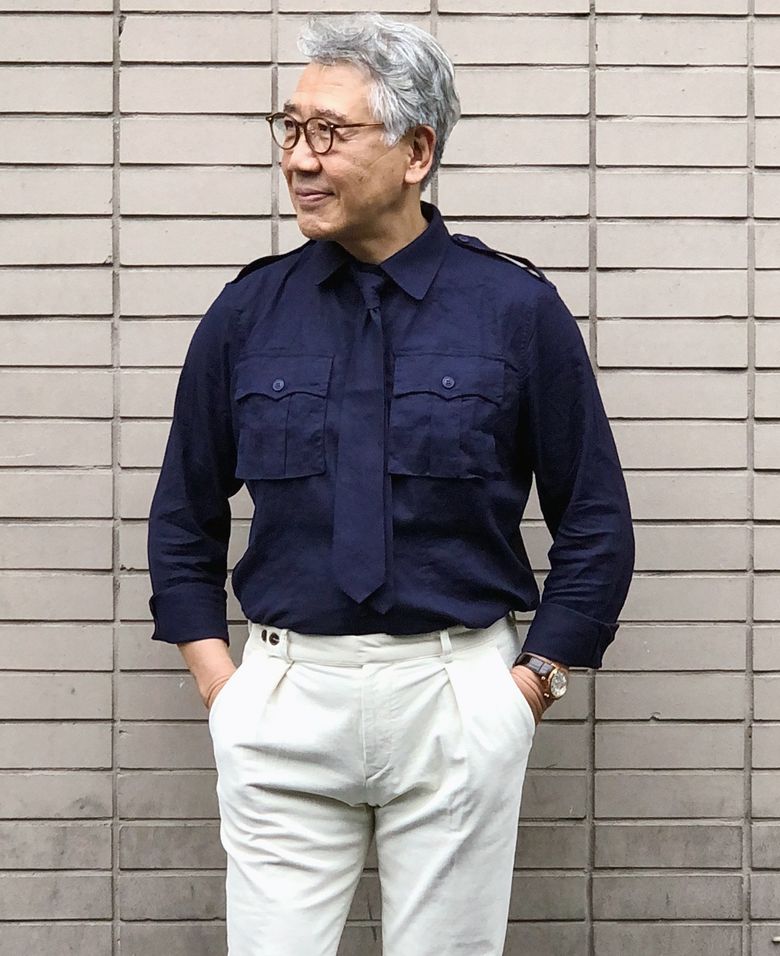 TLS20 린넨셔츠 LINEN SHIRTS 펜트하우스3 로건리 남자여름셔츠 오버핏 아메카지(네이비)