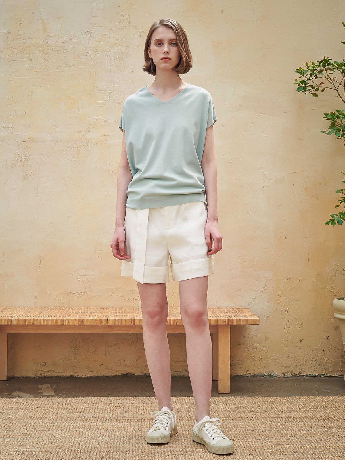 아쿠드(ACUD) Rita Linen Short Pants_White