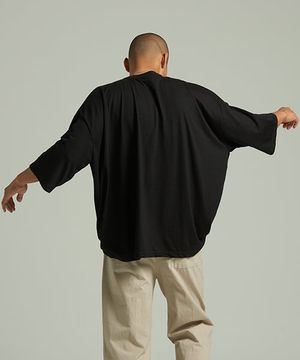 7부 슬라브 박스 반팔티 블랙