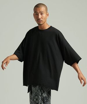 오버핏 트임 반팔티 블랙