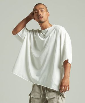 오버핏 트임 반팔티 화이트