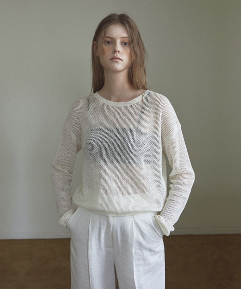 Calm Meadow mesh top_Snow