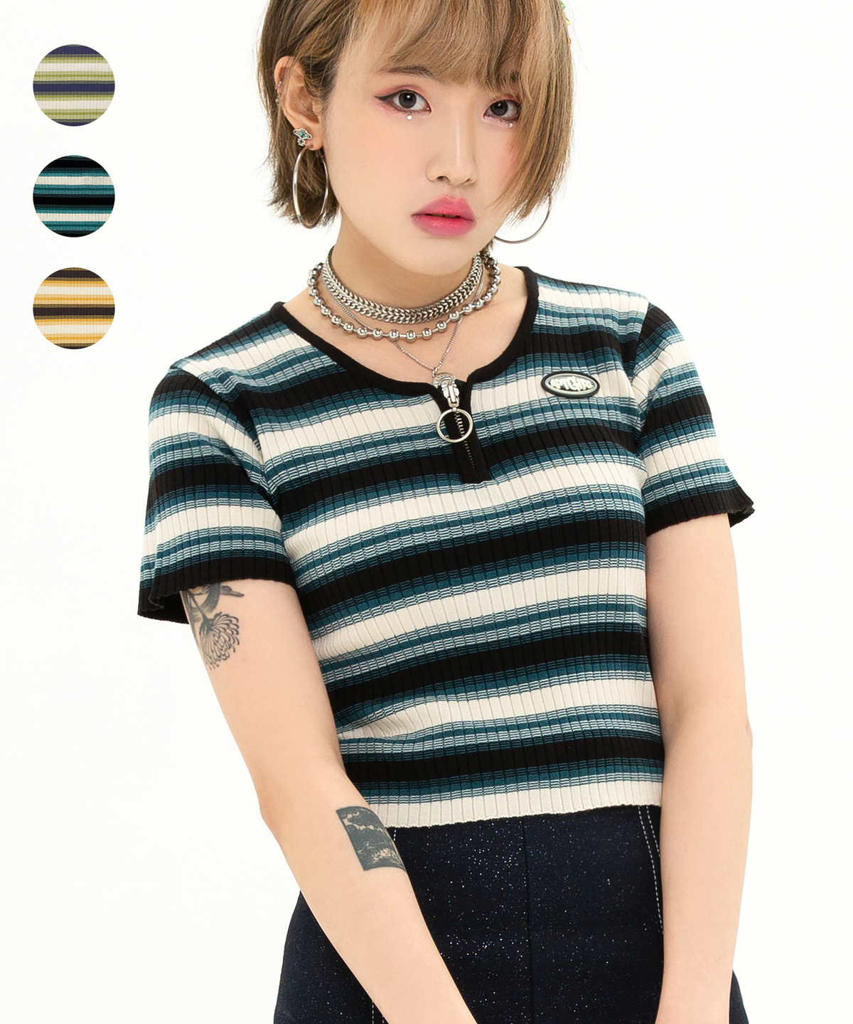 아파트먼트(APARTMENT) (W) IZO STRIPE HALF KNIT (3 COLOR)