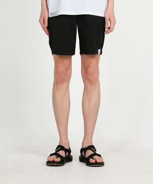 121 밴딩 4부 면 팬츠_블랙