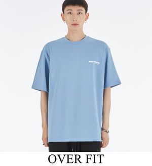 베이직 로고 더블 코튼 오버핏 반팔 티셔츠_블루