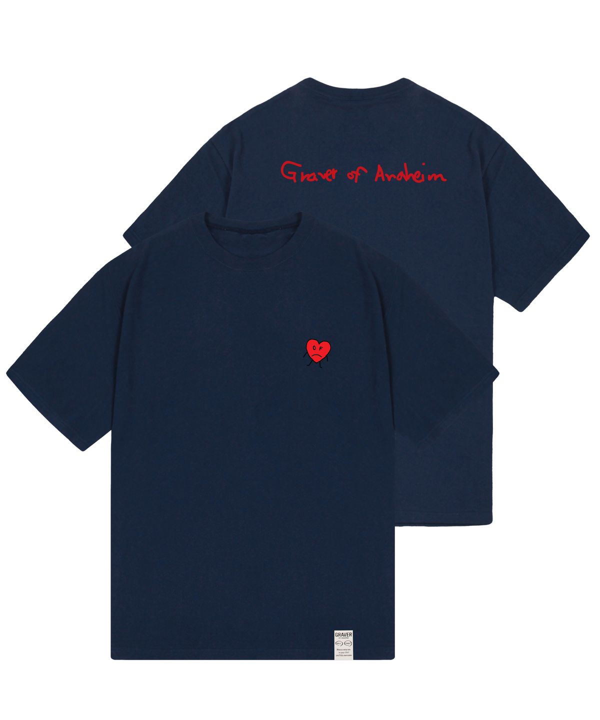 그레이버(GRAVER) [UNISEX]드로잉하트 백로고 반팔티_네이비