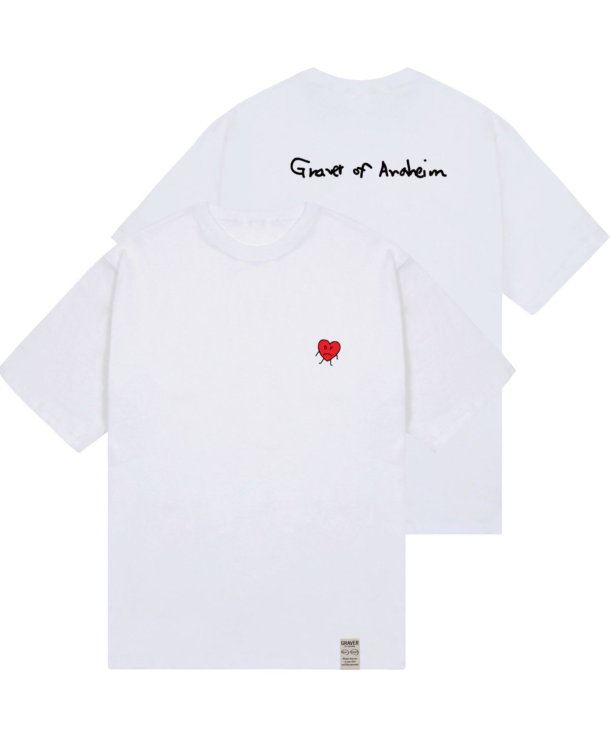그레이버(GRAVER) [UNISEX]드로잉하트 백로고 반팔티_화이트
