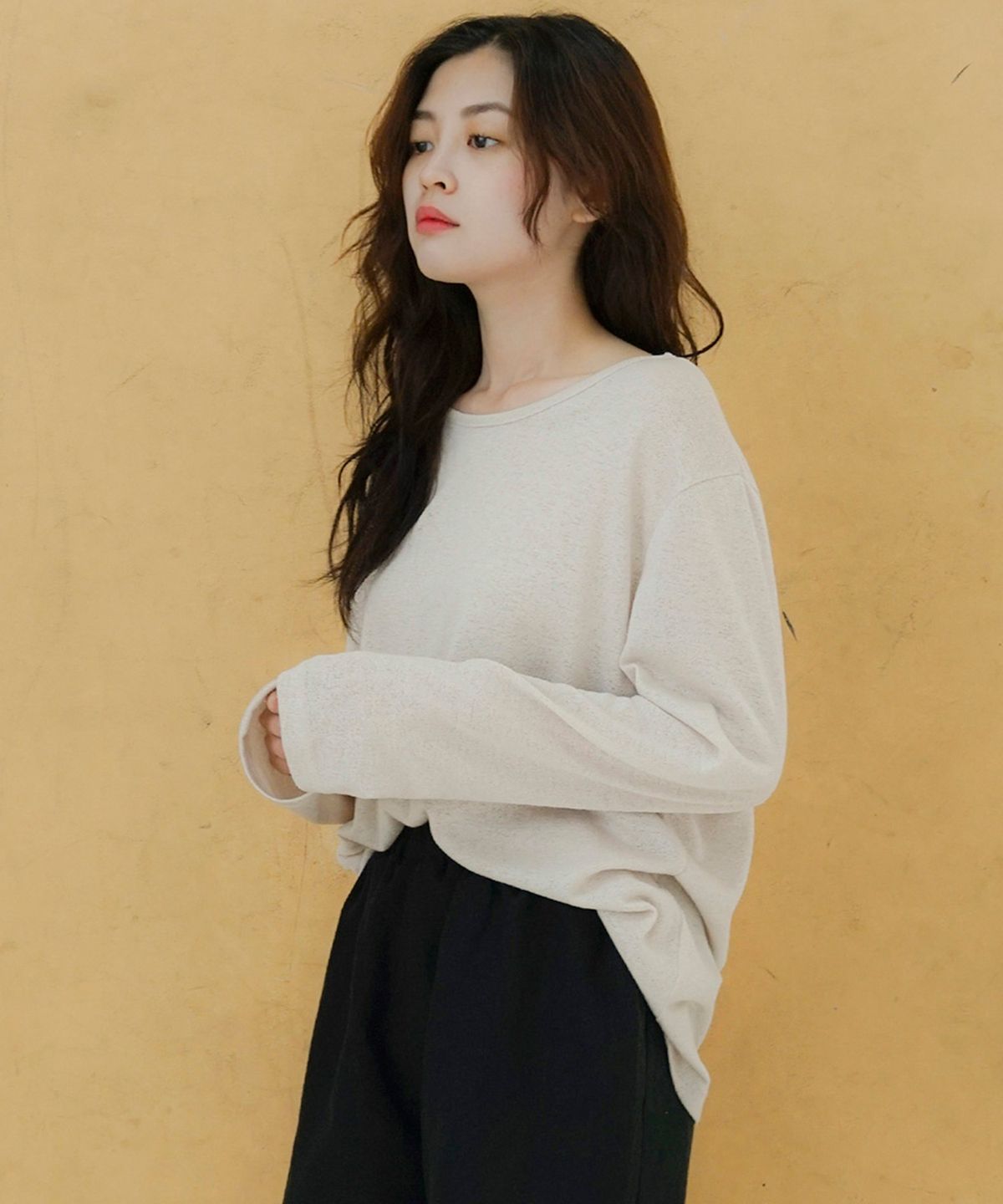 라티젠(LARTIGENT) MTOF2 KNIT L SLEEVE TEE(BEIGE)