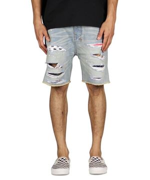 인디고 패치 데님 반바지