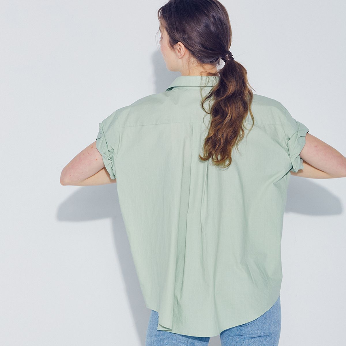 웬스데이딜라잇(WEDNESDAY DELIGHT) Sleeve Roll-up Blouse_Mint